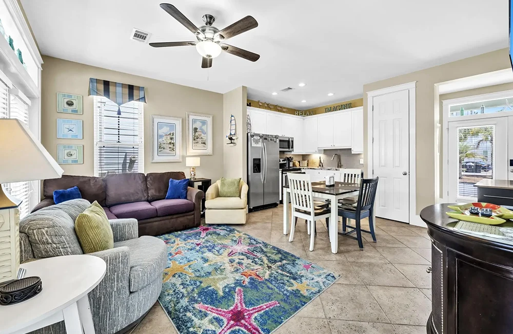 Casita in Paradise 30A, living room and kitchen